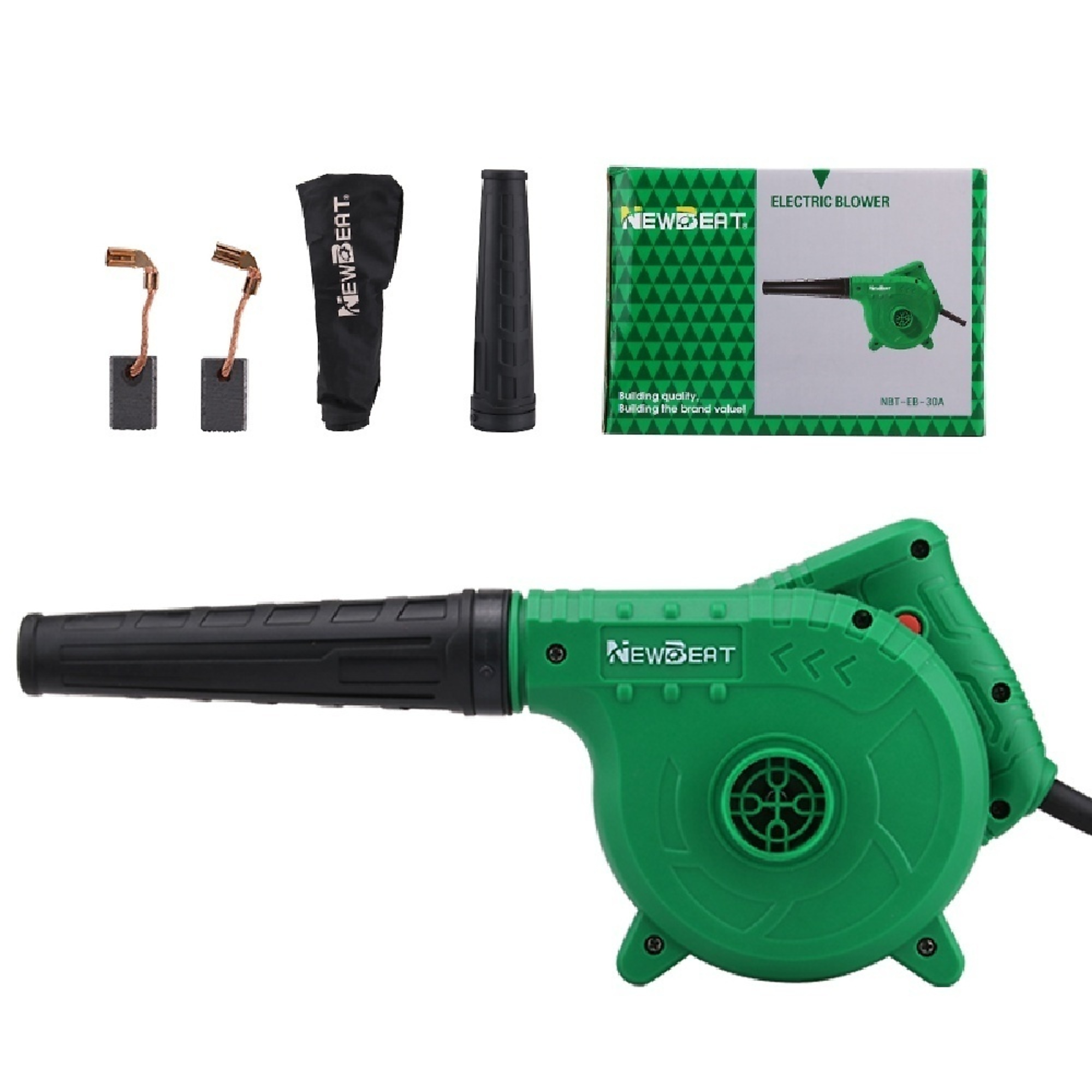 EdenDirect Variable Speed Floor Fan — 7in., 600W, 110V, 88 CFM, 2-in-1 Blower Vacuum, Green, Model# NTE-NBT-EB-30A